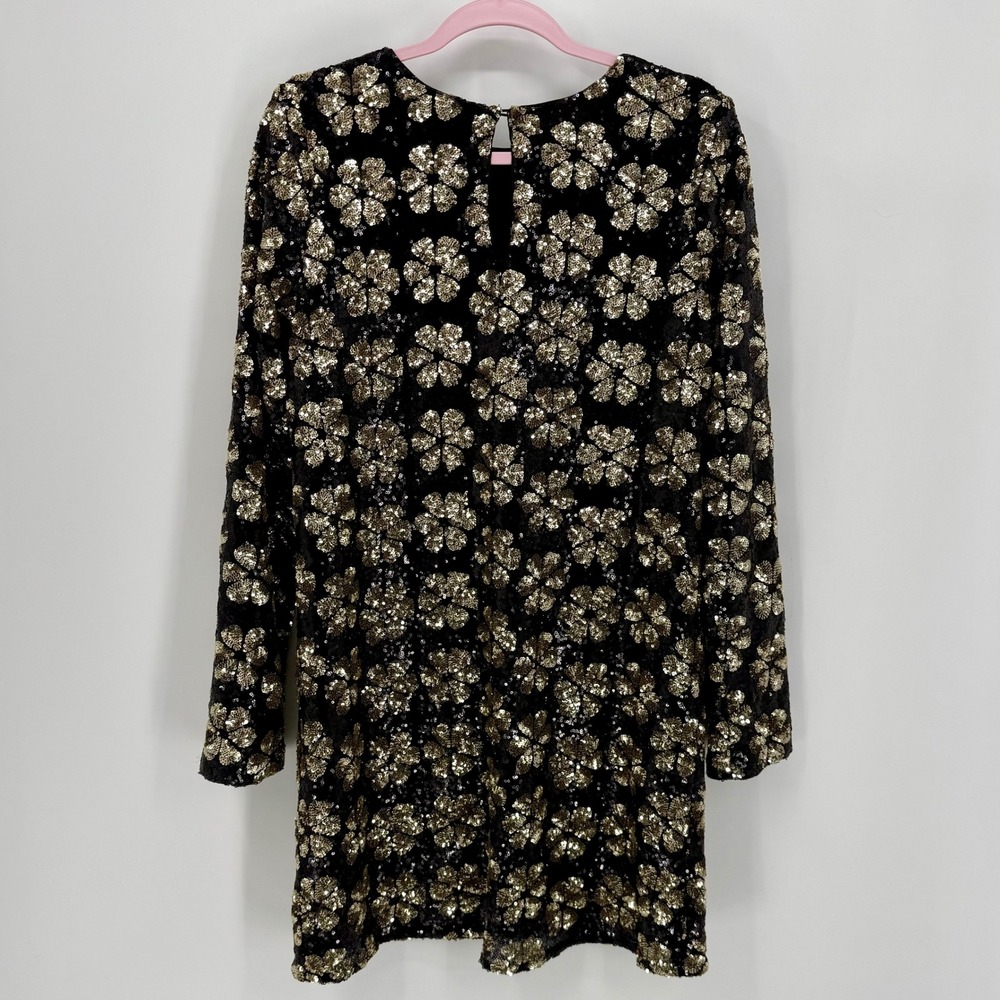 Show‎ Me Your Mumu Maddison Mini Dress Gold Clover Sequin Black MR4-5706 DG92 L - Picture 6 of 6
